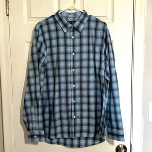 Men’s Michael Kors Plaid Button Down Long Roll Tab Sleeve Shirt Sz L